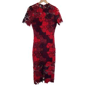 Lulu's Red and Purple Lace Midi Dress